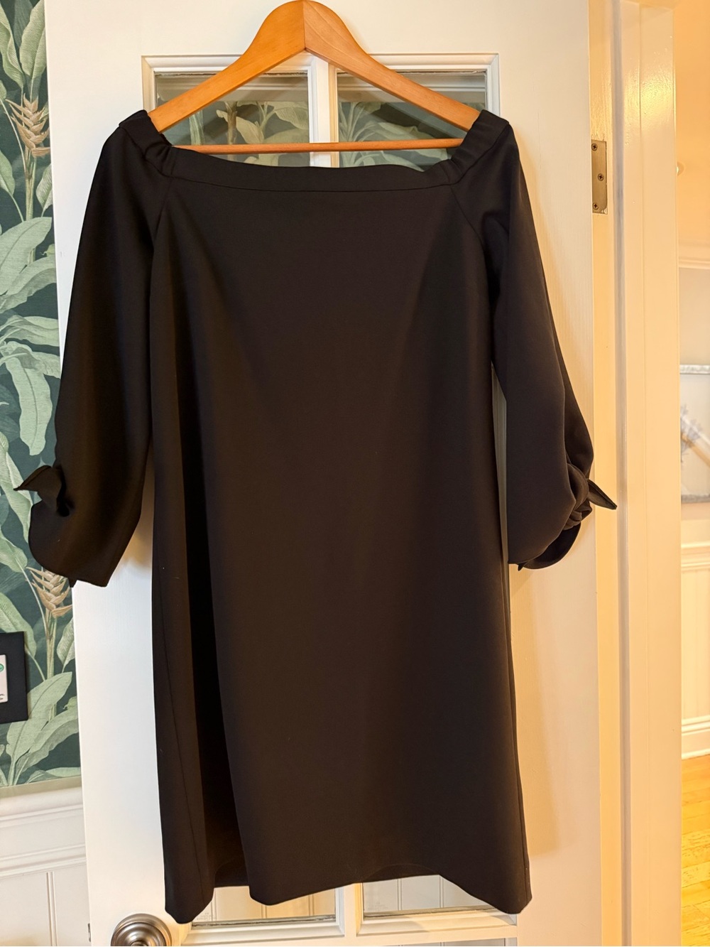 TIBI Women's Black Off-Shoulder 3/4 Sleeve Shift Dress SIZE 6